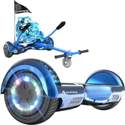 Ampes Hoverboard - Chroom Blauw + Hoverkart Blauw