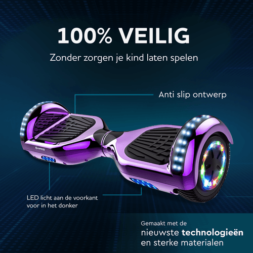 Ampes Hoverboard - Chroom Paars + Hoverkart Roze
