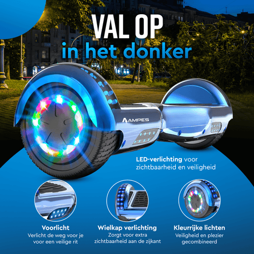 Ampes Hoverboard - Chroom Blauw + Hoverkart Blauw