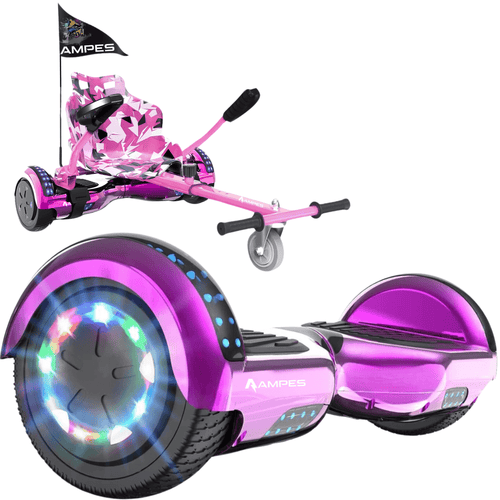 Ampes Hoverboard - Chroom Roze + Hoverkart Roze