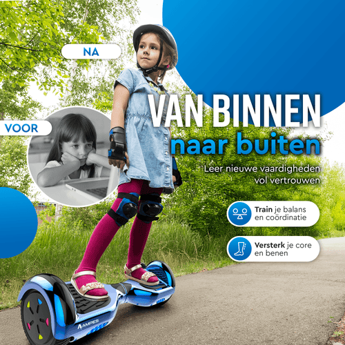 Ampes Hoverboard - Chroom Blauw + Hoverkart Blauw