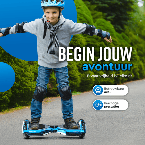 Ampes Hoverboard - Chroom Blauw + Hoverkart Blauw