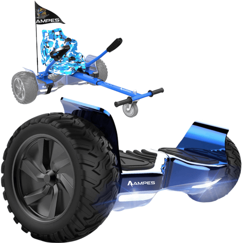 Off Road Hoverboard - Chroom Blauw + Hoverkart Blauw - Voltes