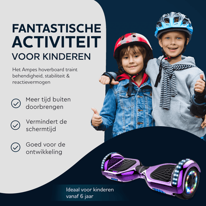 Ampes Hoverboard - Chroom Paars + Hoverkart Roze