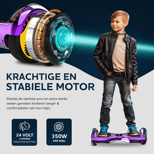 Ampes Hoverboard - Chroom Paars + Hoverkart Roze