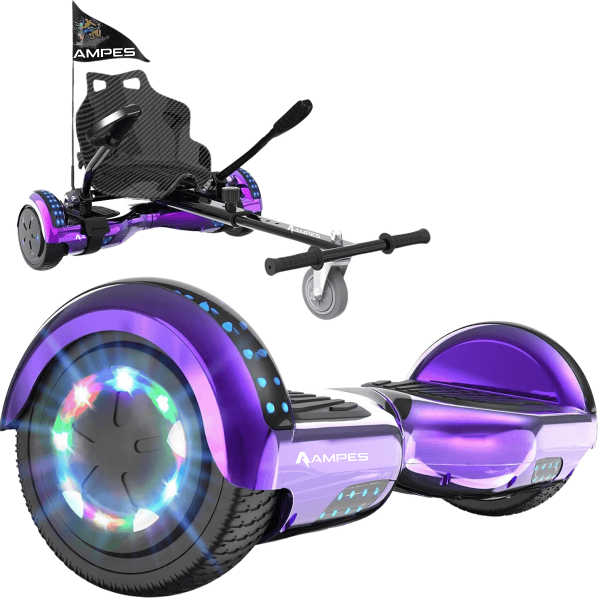 Hoverboard - Chroom Paars + Hoverkart - Voltes