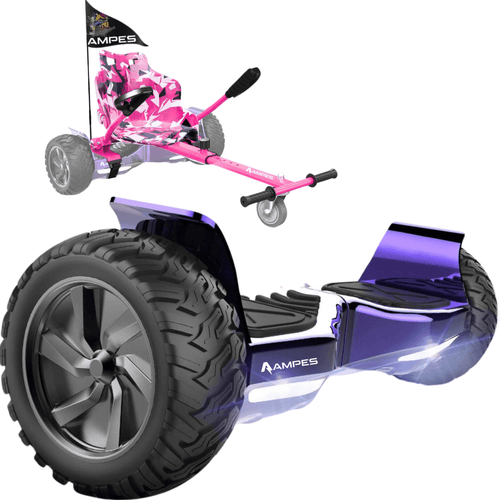 Off Road Hoverboard - Chroom Paars + Hoverkart Roze - Voltes