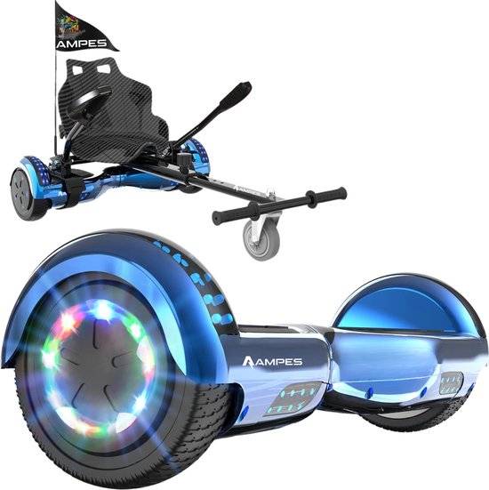 Hoverboard - Chroom Blauw + Hoverkart - Voltes