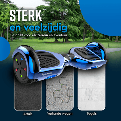 Ampes Hoverboard - Chroom Blauw + Hoverkart Blauw