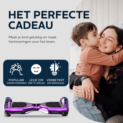 Ampes Hoverboard - Chroom Paars + Hoverkart Roze