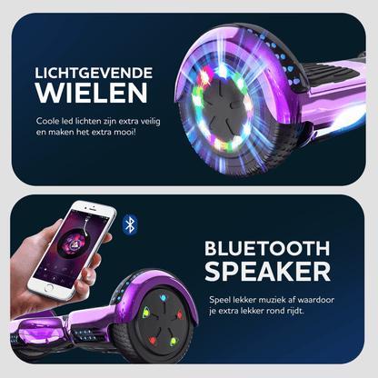 Ampes Hoverboard - Chroom Paars + Hoverkart Roze